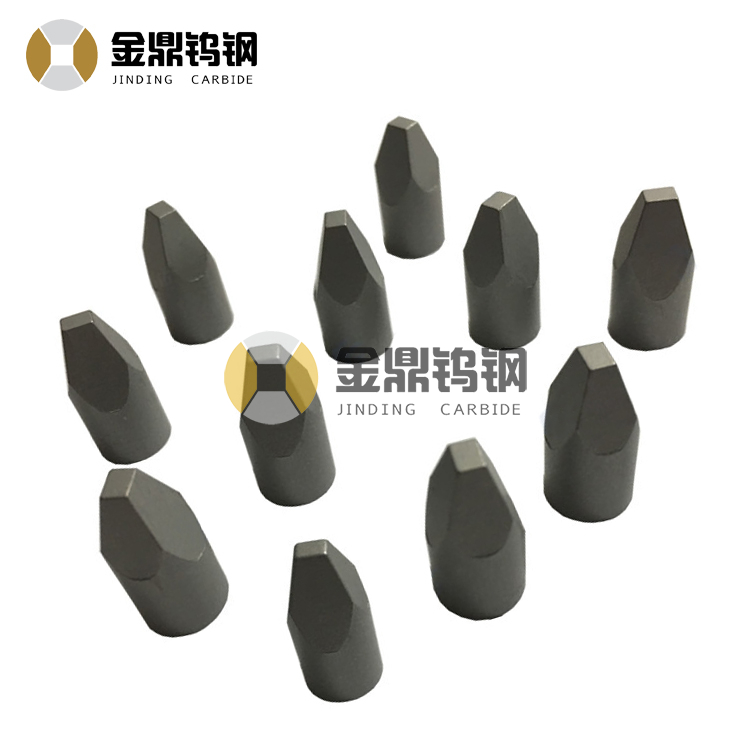 Carbide inserts for making auger tips in excavators and buttons in tricone bits